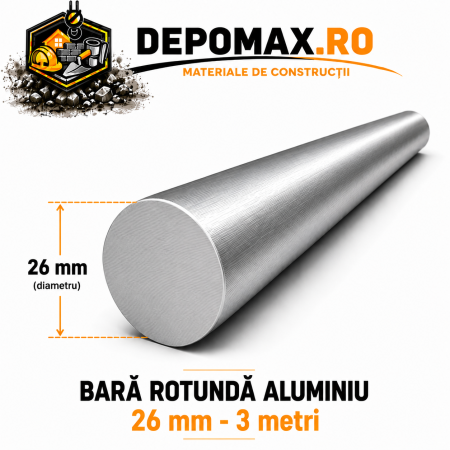 Bara rotunda aluminiu 26 mm, 3 metri, EN AW-6082
